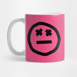 Round Face X Eyes Black Line Mug